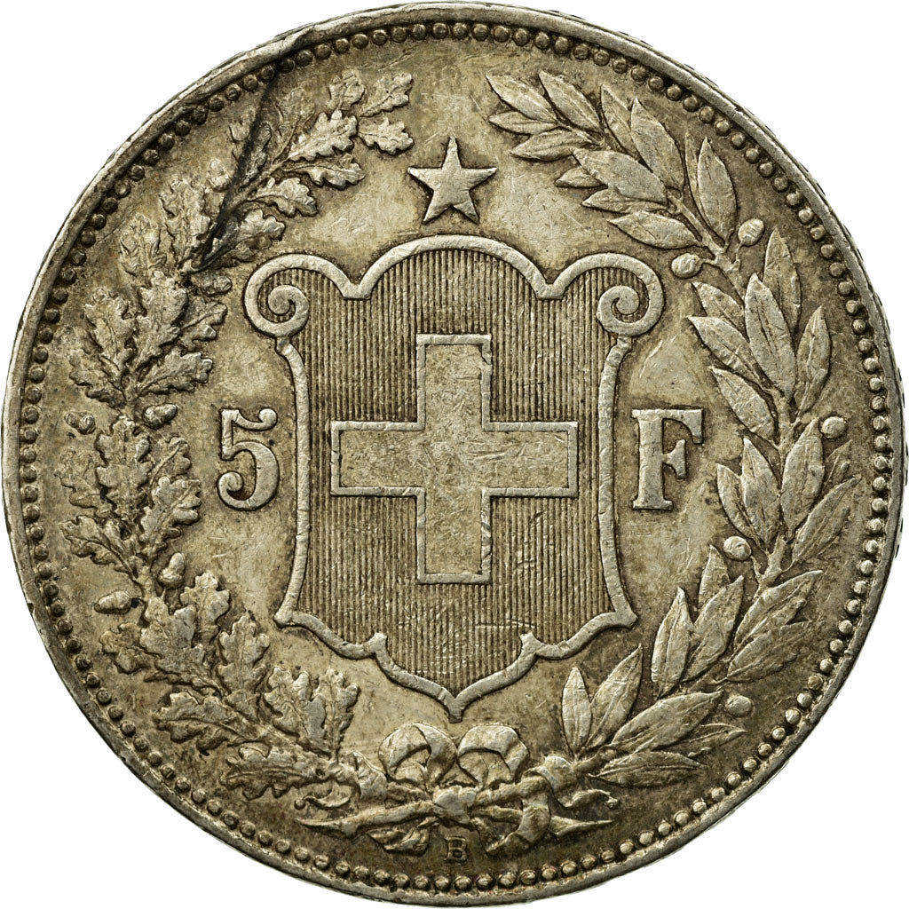 Coin, Switzerland, 5 Francs, 1907, Bern, VF(30-35), Silver, KM:34