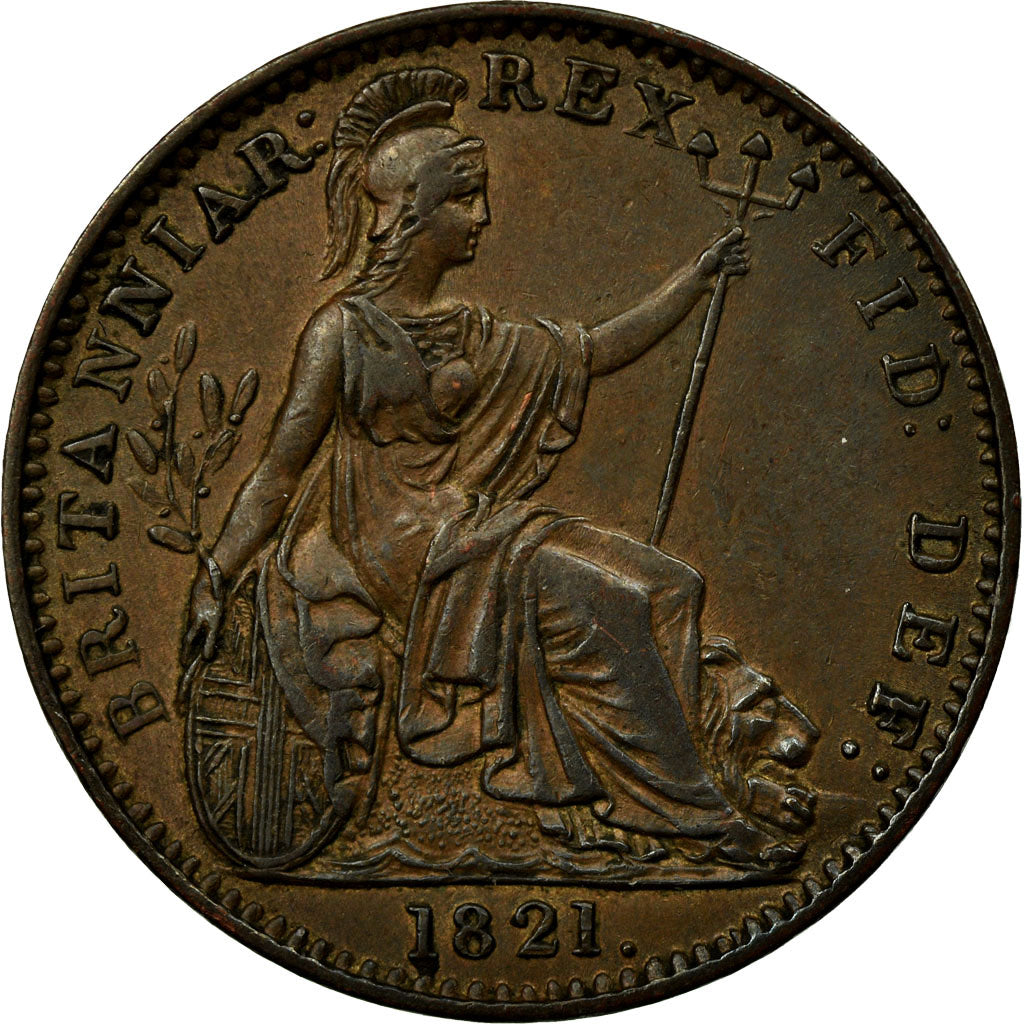 Coin, Great Britain, George IV, Farthing, 1821, MS(64), Copper, KM:677