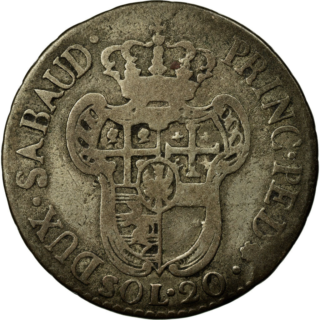 Coin, ITALIAN STATES, SARDINIA, Vittorio Amedeo III, 20 Soldi, Lira, 1796