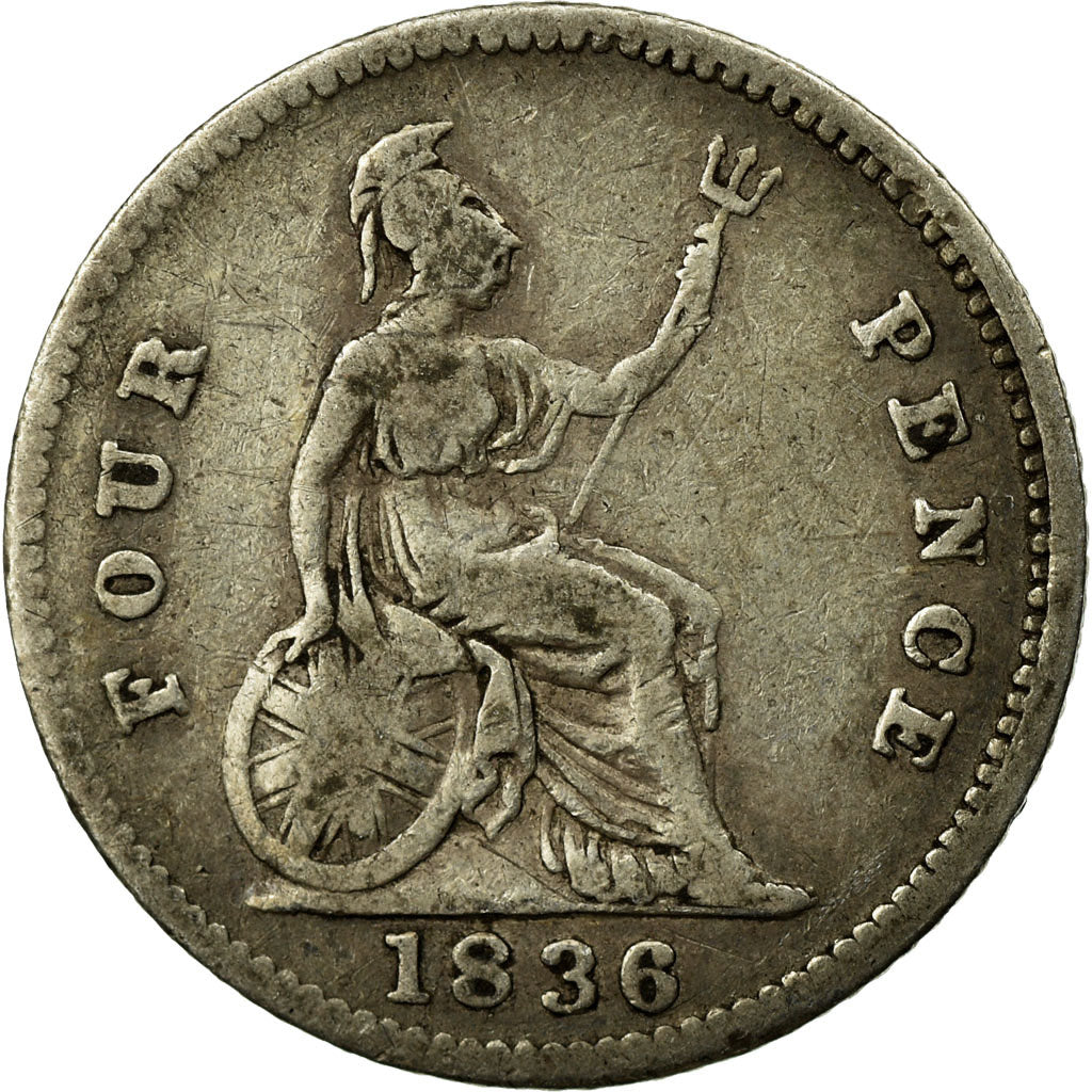 Coin, Great Britain, William IV, 4 Pence, Groat, 1836, VF(20-25), Silver, KM:711