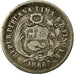 Coin, Peru, SOUTH PERU, 1/5 Sol, 1866, Lima, EF(40-45), Silver, KM:191
