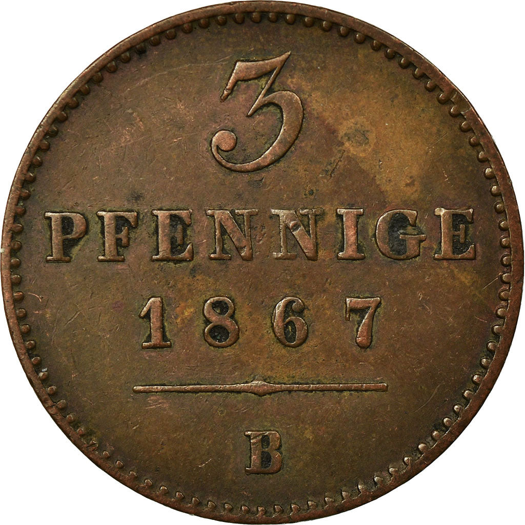 Coin, German States, WALDECK-PYRMONT, Georg Victor, 3 Pfennig, 1867, Prussia