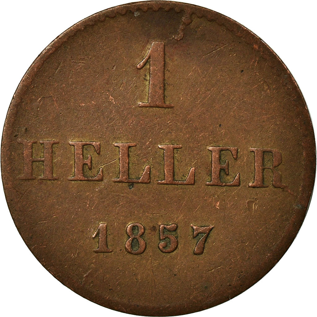 Coin, German States, FRANKFURT AM MAIN, Heller, 1857, Frankfurt, EF(40-45)