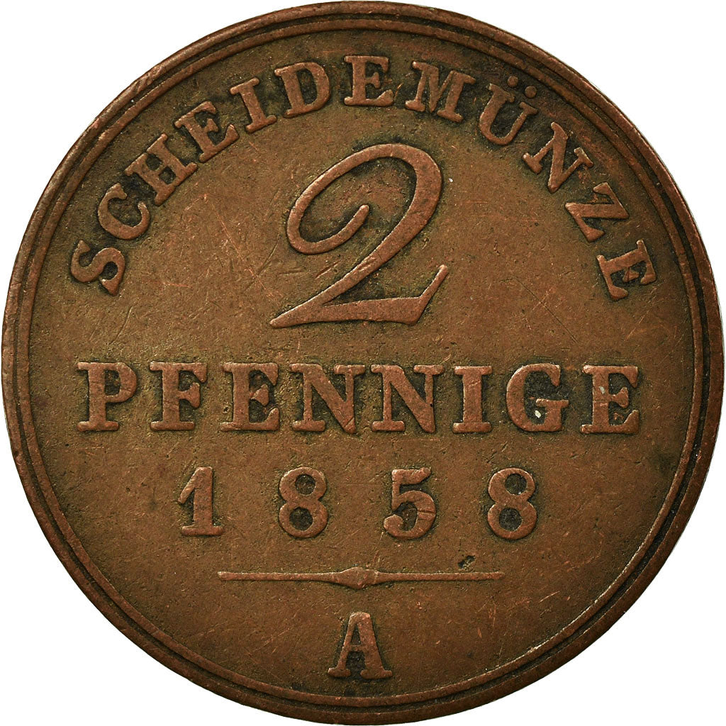 Coin, German States, SCHAUMBURG-LIPPE, Georg Wilhelm, 2 Pfennig, 1858