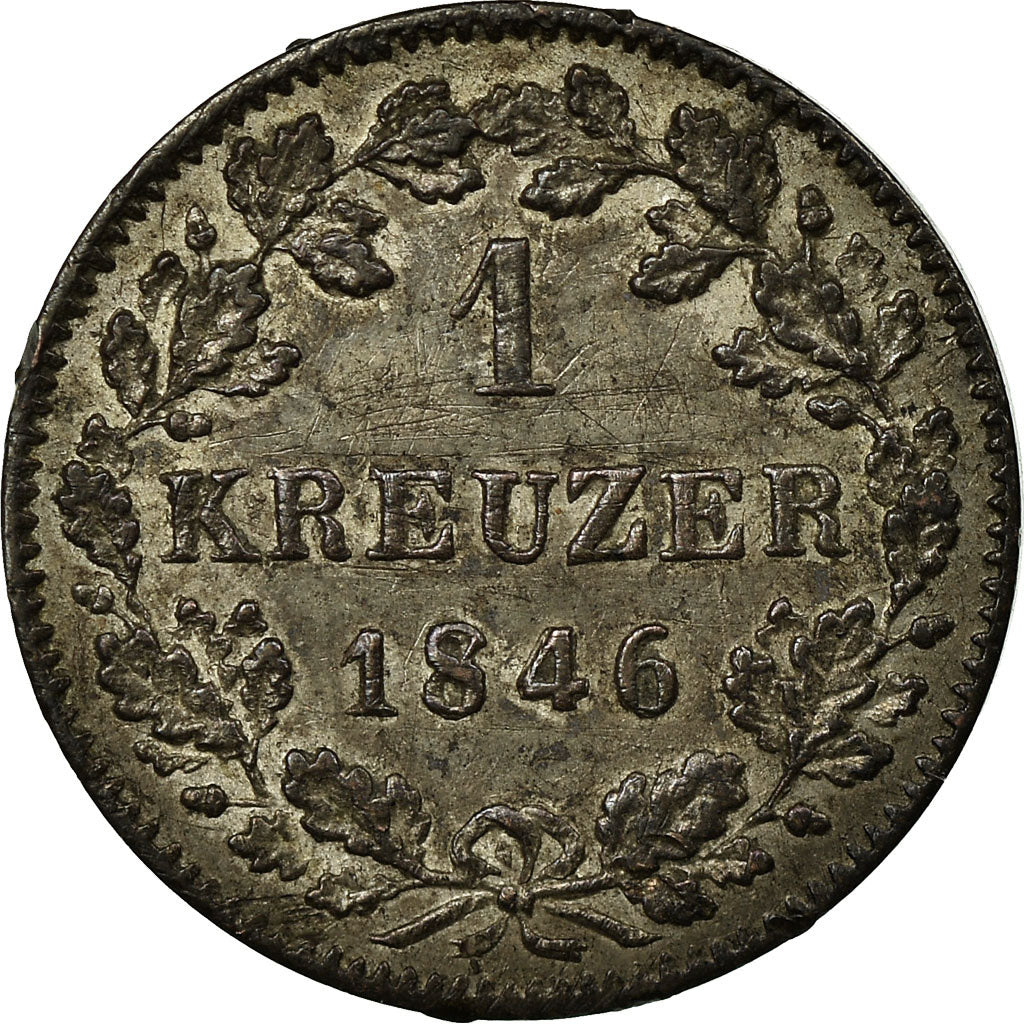 Coin, German States, WURTTEMBERG, Wilhelm I, Kreuzer, 1846, AU(55-58), Silver