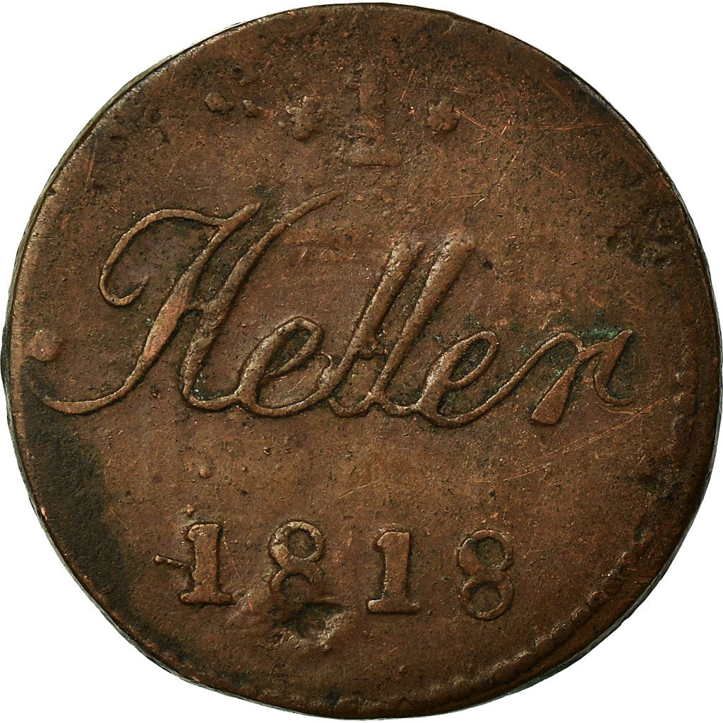 Coin, German States, SAXE-HILDBURGHAUSEN, Friedrich I, Heller, 1818, VF(20-25)