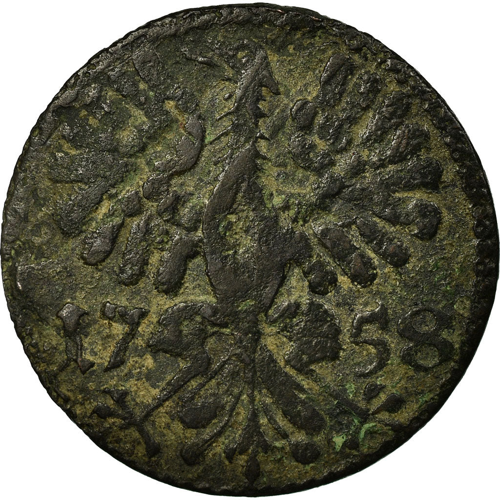 Coin, German States, AACHEN, 4 Heller, 1758, VF(30-35), Copper, KM:31