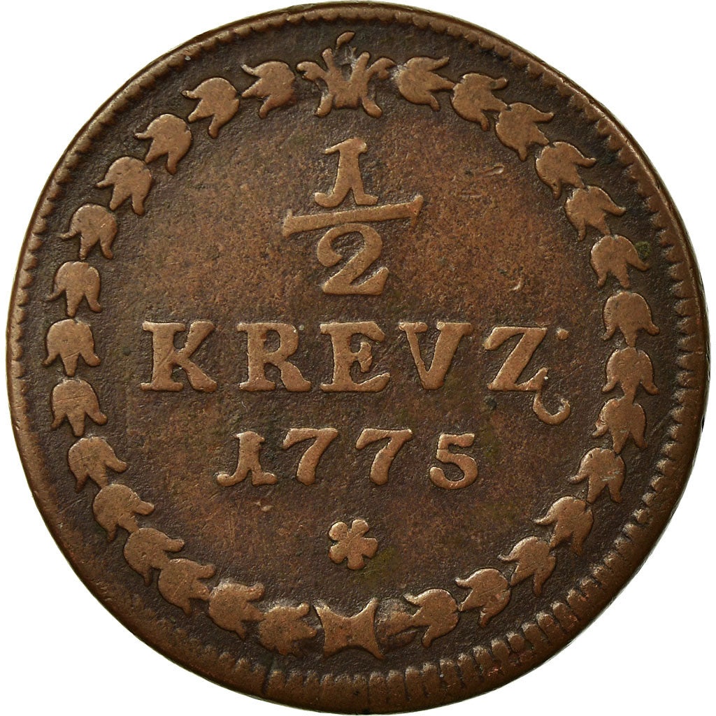 Münze, Deutsch Staaten, PFALZ-ELECTORAL PFALZ, Karl Theodor, 1/2 Kreuzer, 1775