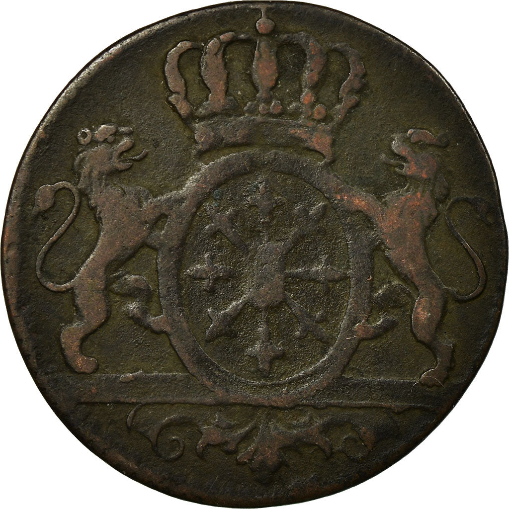 Moneda, Estados alemanes, CLEVES, Friedrich II, Duit, 1752, BC+, Cobre, KM:53