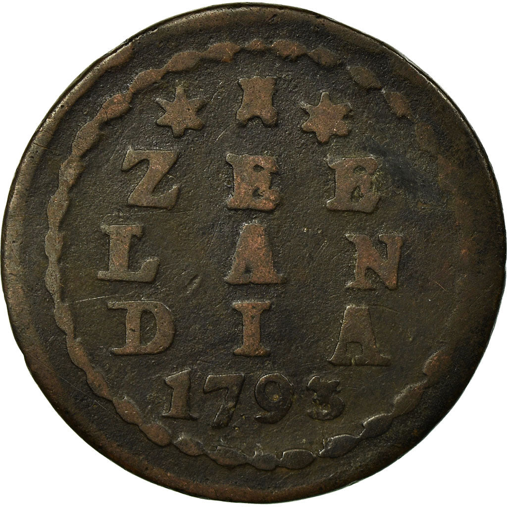 Coin, Netherlands, ZEELAND, Duit, 1793, EF(40-45), Copper, KM:105