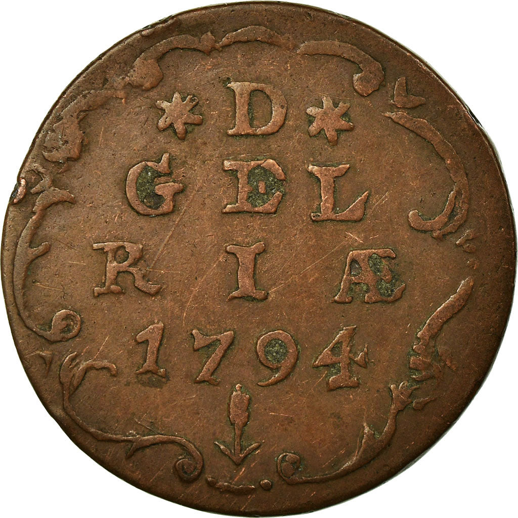 Coin, Netherlands, GELDERLAND, Duit, 1794, VF(20-25), Copper, KM:108
