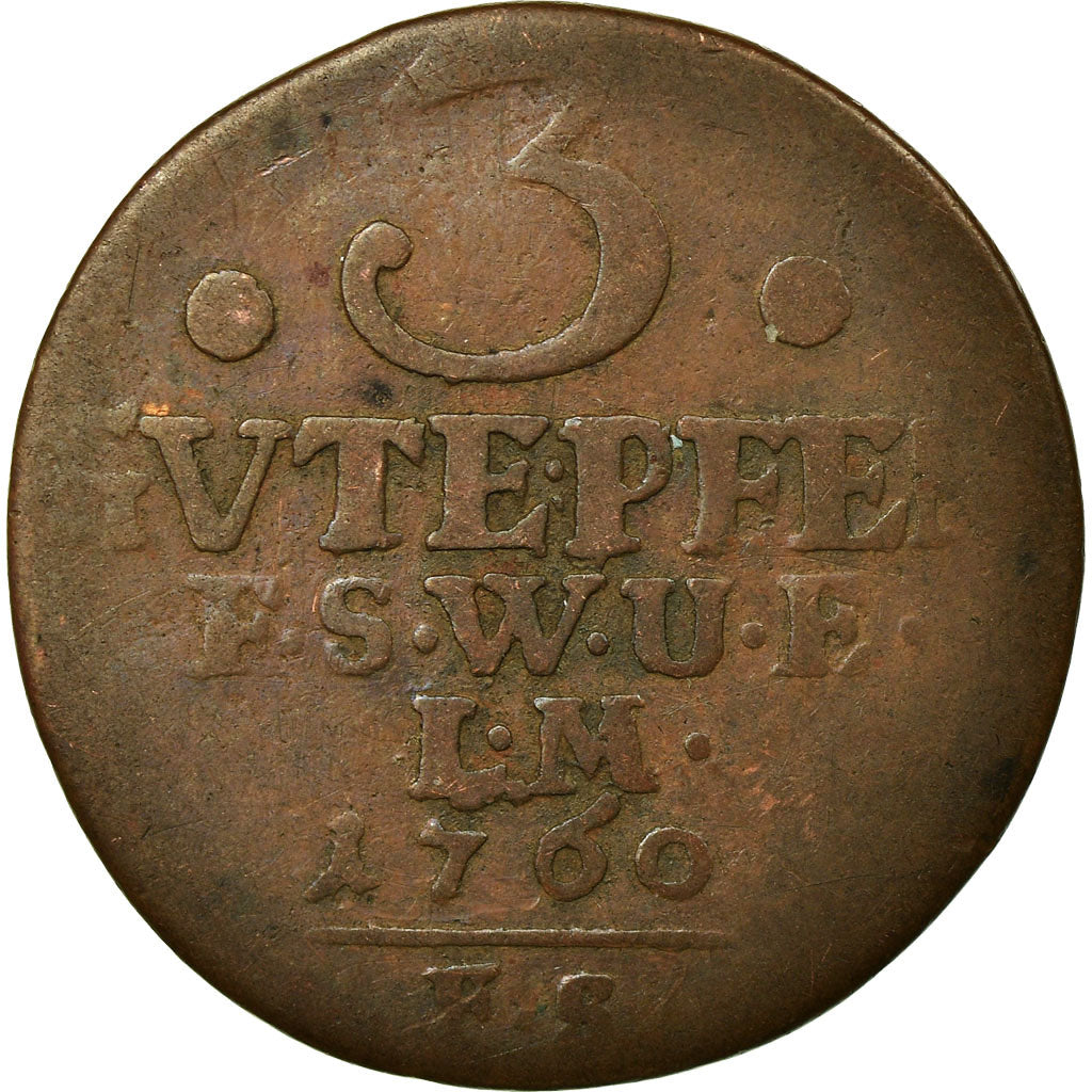 Coin, German States, SAXE-WEIMAR-EISENACH, Anna Amalia, 3 Pfennig, 1760