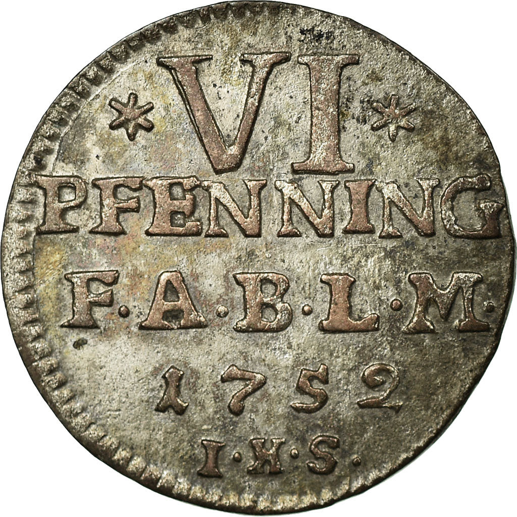 Coin, German States, ANHALT-BERNBURG, Viktor II Friedrich, 6 Pfennig, 1752