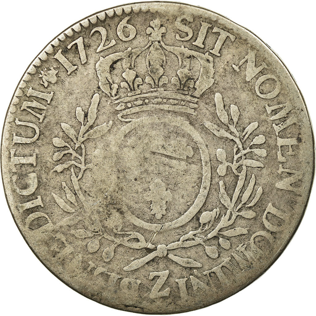 Coin, France, Louis XV, Écu aux branches d'olivier, Ecu, 1726, Grenoble