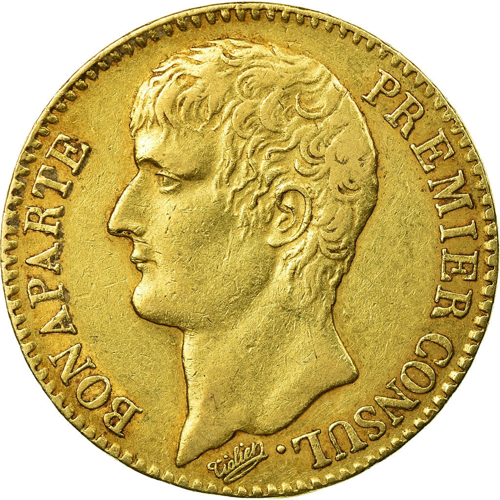 Moneta, Francia, Napoléon I, 40 Francs, An 12 (1804), Paris, MB+, Oro, KM:652