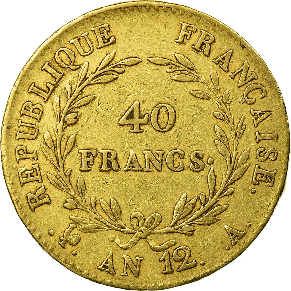 Coin, France, Napoléon I, 40 Francs, An 12 (1804), Paris, VF(30-35), Gold