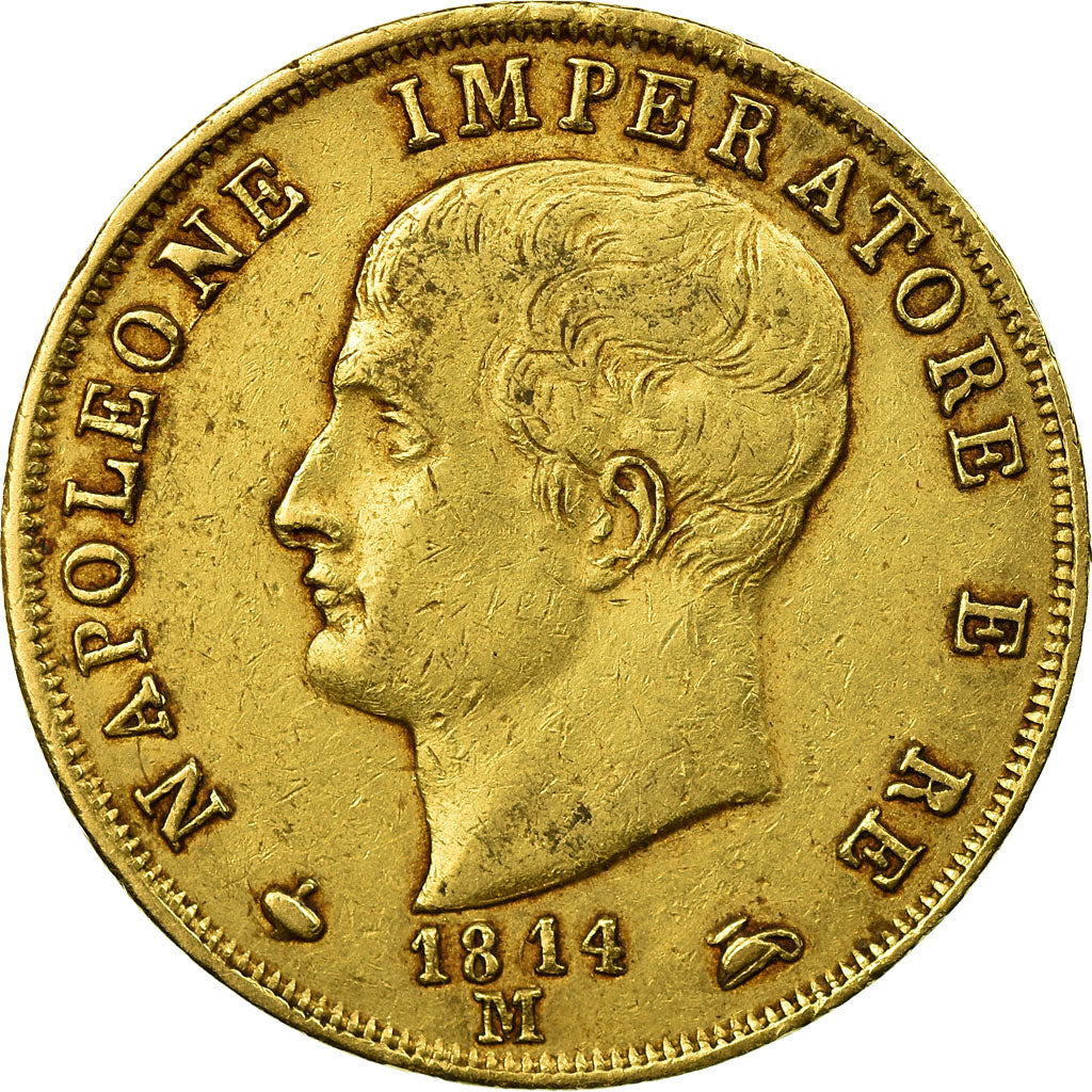 Monnaie, États italiens, KINGDOM OF NAPOLEON, Napoleon I, 40 Lire, 1814, Milan