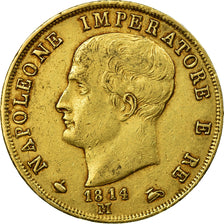 Monnaie, États italiens, KINGDOM OF NAPOLEON, Napoleon I, 40 Lire, 1814, Milan