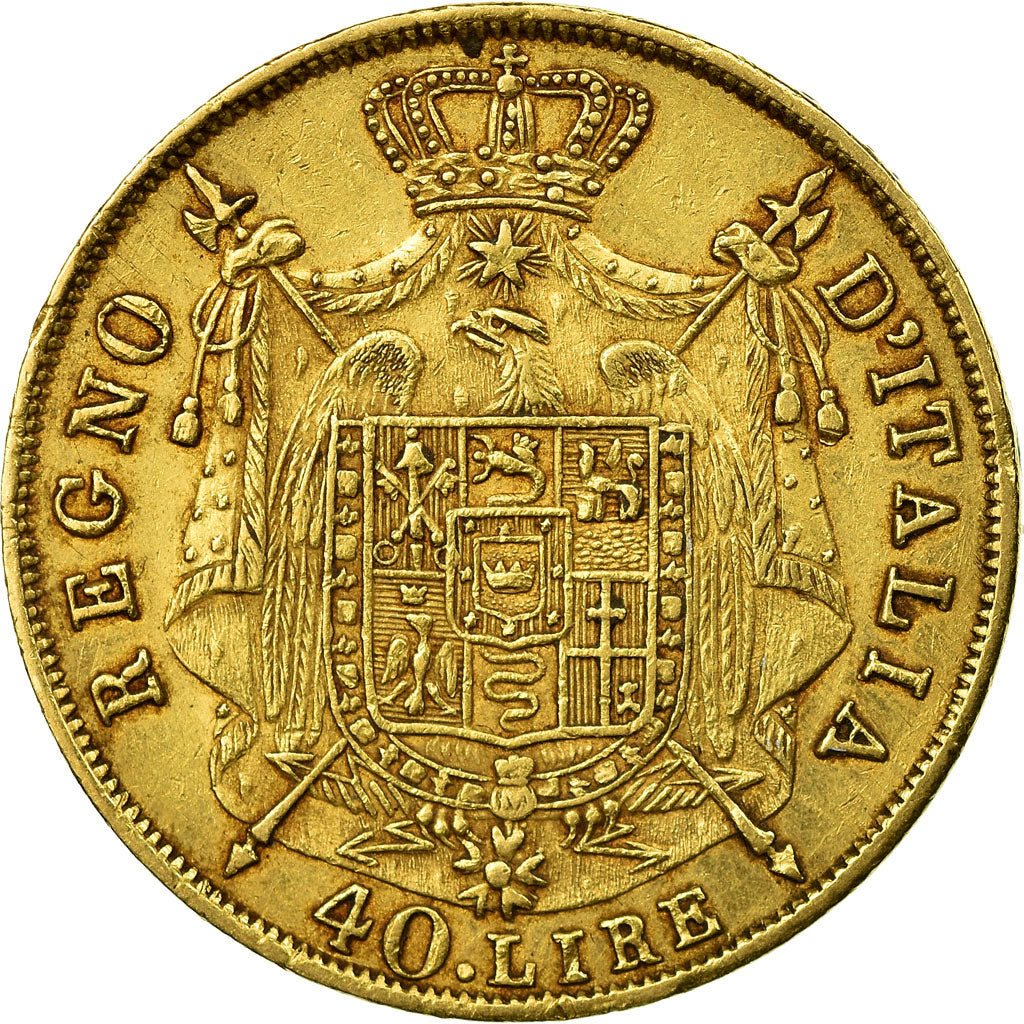Monnaie, États italiens, KINGDOM OF NAPOLEON, Napoleon I, 40 Lire, 1814, Milan
