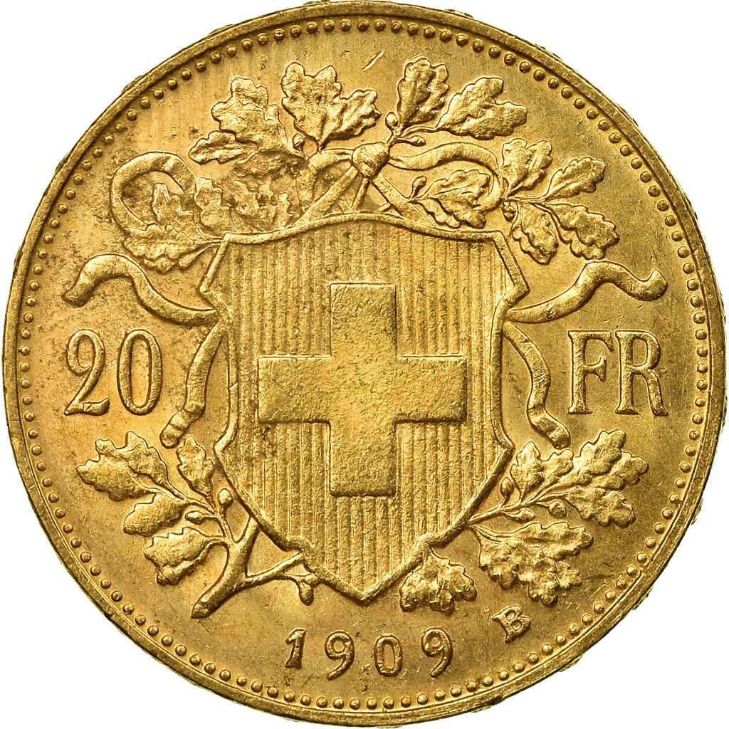 Moneda, Suiza, 20 Francs, 1909, Bern, SC, Oro, KM:35.1