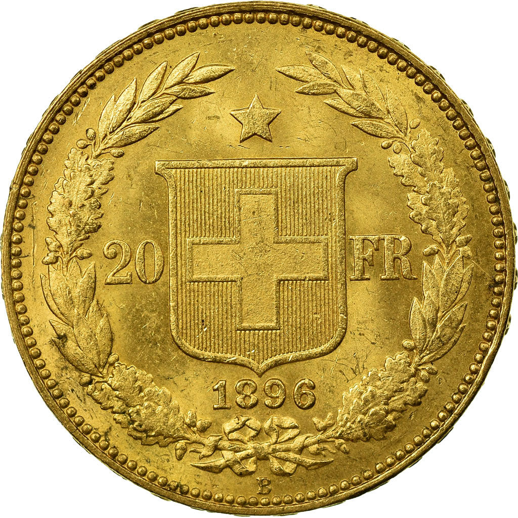 Moneda, Suiza, 20 Francs, 1896, Bern, MBC+, Oro, KM:31.3