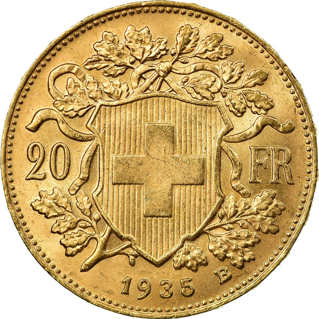 Moneda, Suiza, 20 Francs, 1935, Bern, Sans le L, SC, Oro, KM:35.1