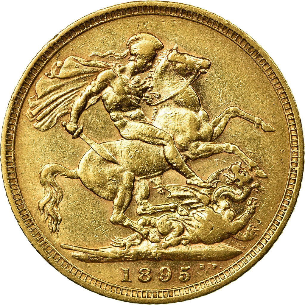 Moneta, Australia, Victoria, Sovereign, 1895, Melbourne, BB, Oro, KM:13