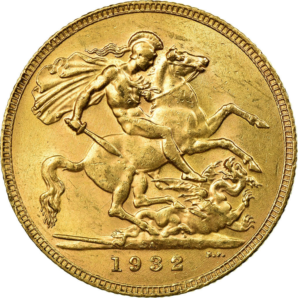 Moneda, Sudáfrica, George V, Sovereign, 1932, MBC+, Oro, KM:A22