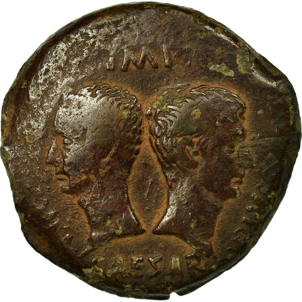 Moneda, Julius Caesar, Dupondius, 36 BC, Vienne, BC+, Cobre, RPC:517