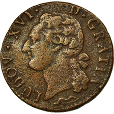 Coin, France, Louis XVI, 1/2 Sol ou 1/2 sou, 1/2 Sol, 1778, Aix, VF(30-35)