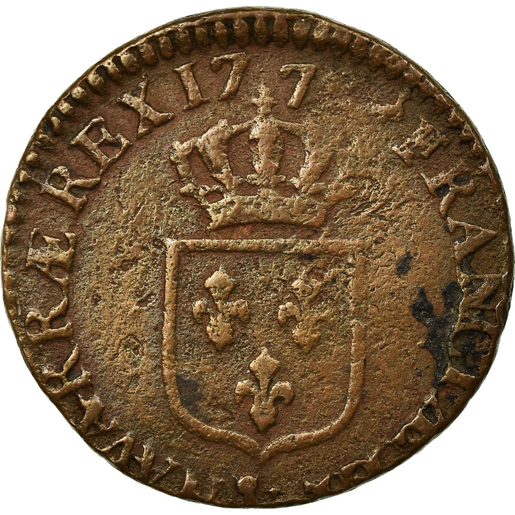 Coin, France, Louis XVI, 1/2 Sol ou 1/2 sou, 1/2 Sol, 1778, Aix, VF(30-35)