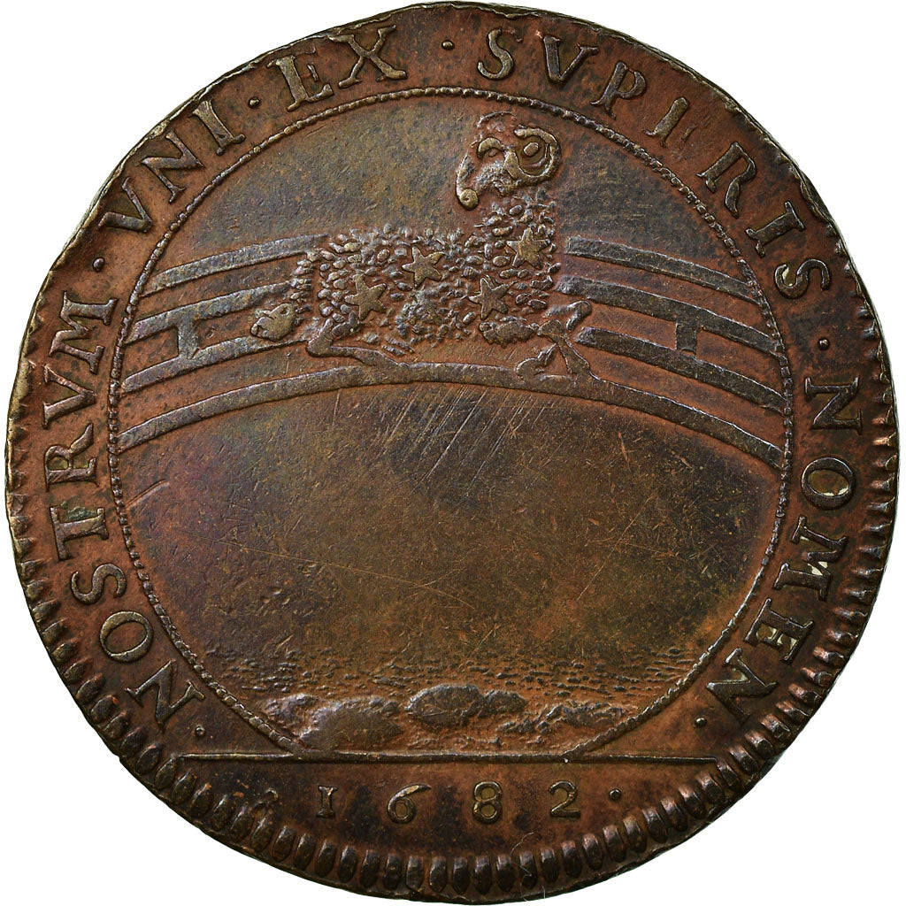 France, Token, Royal, 1682, AU(55-58), Copper, Feuardent:9816