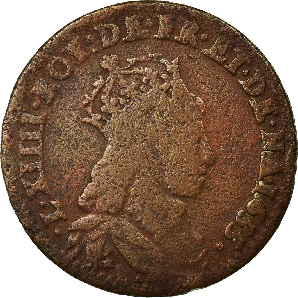 Coin, France, Louis XIV, Liard de France au buste juvénile, deuxième type
