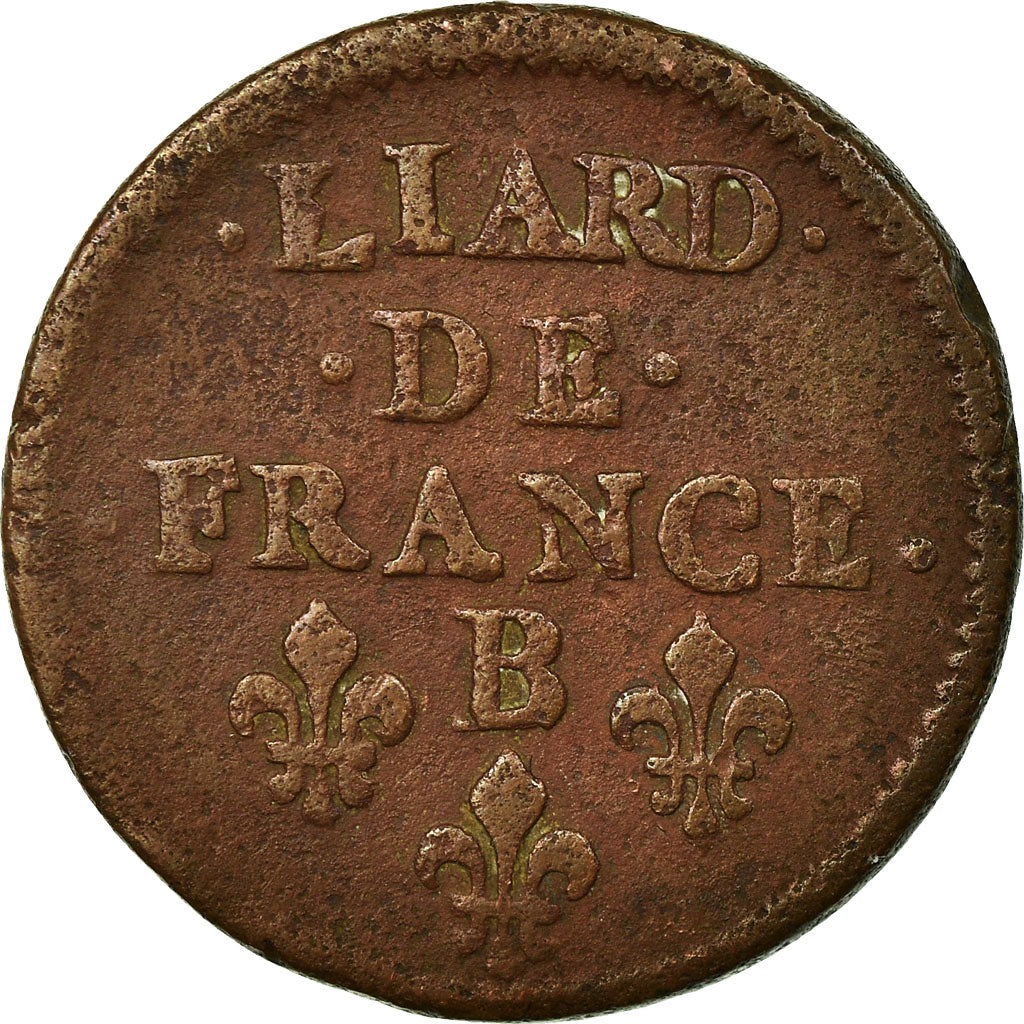 Coin, France, Louis XIV, Liard de France au buste juvénile, deuxième type