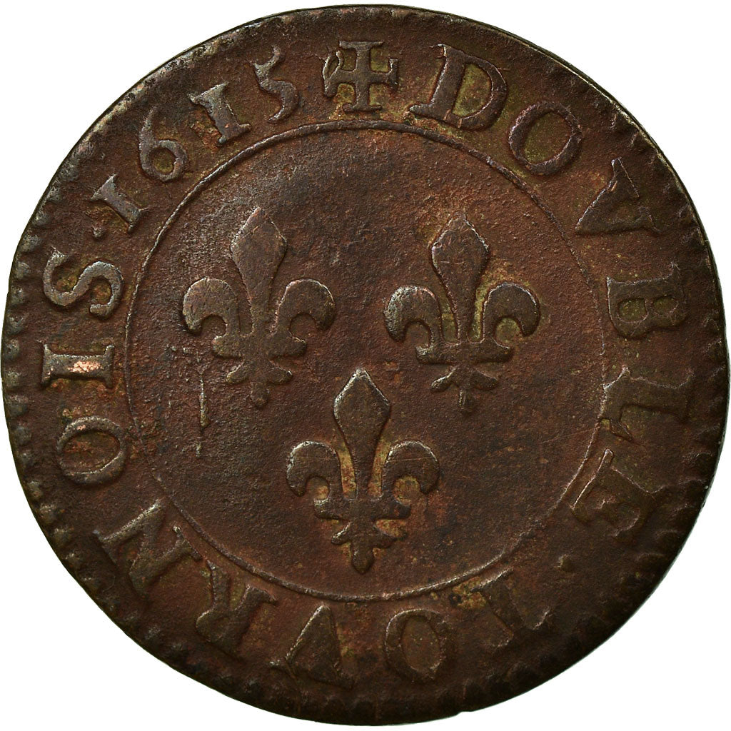 Monnaie, France, Louis XIII, Double Tournois, 1615, Paris, TB+, Cuivre, CGKL:386