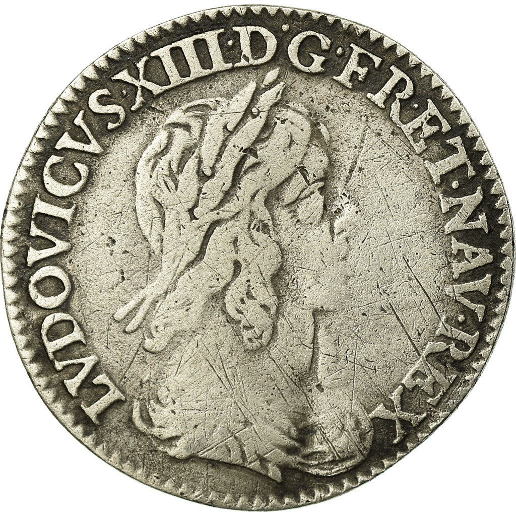 Moneta, Francia, Louis XIII, 1/12 Ecu, 1643, Paris, MB, Argento, Gadoury:46
