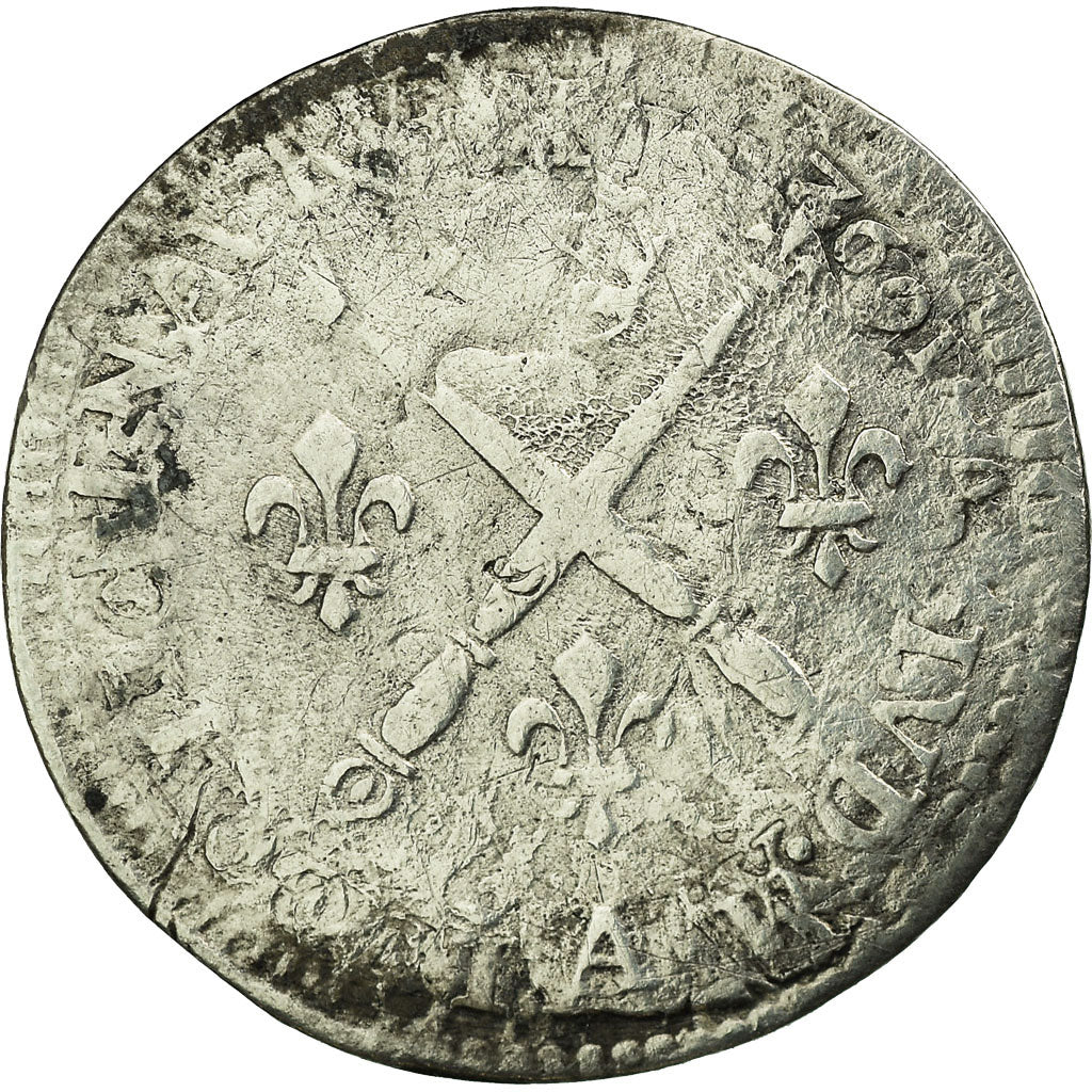 Moneda, Francia, Louis XIV, 5 Sols, 1/16 ECU, Paris, BC, Plata
