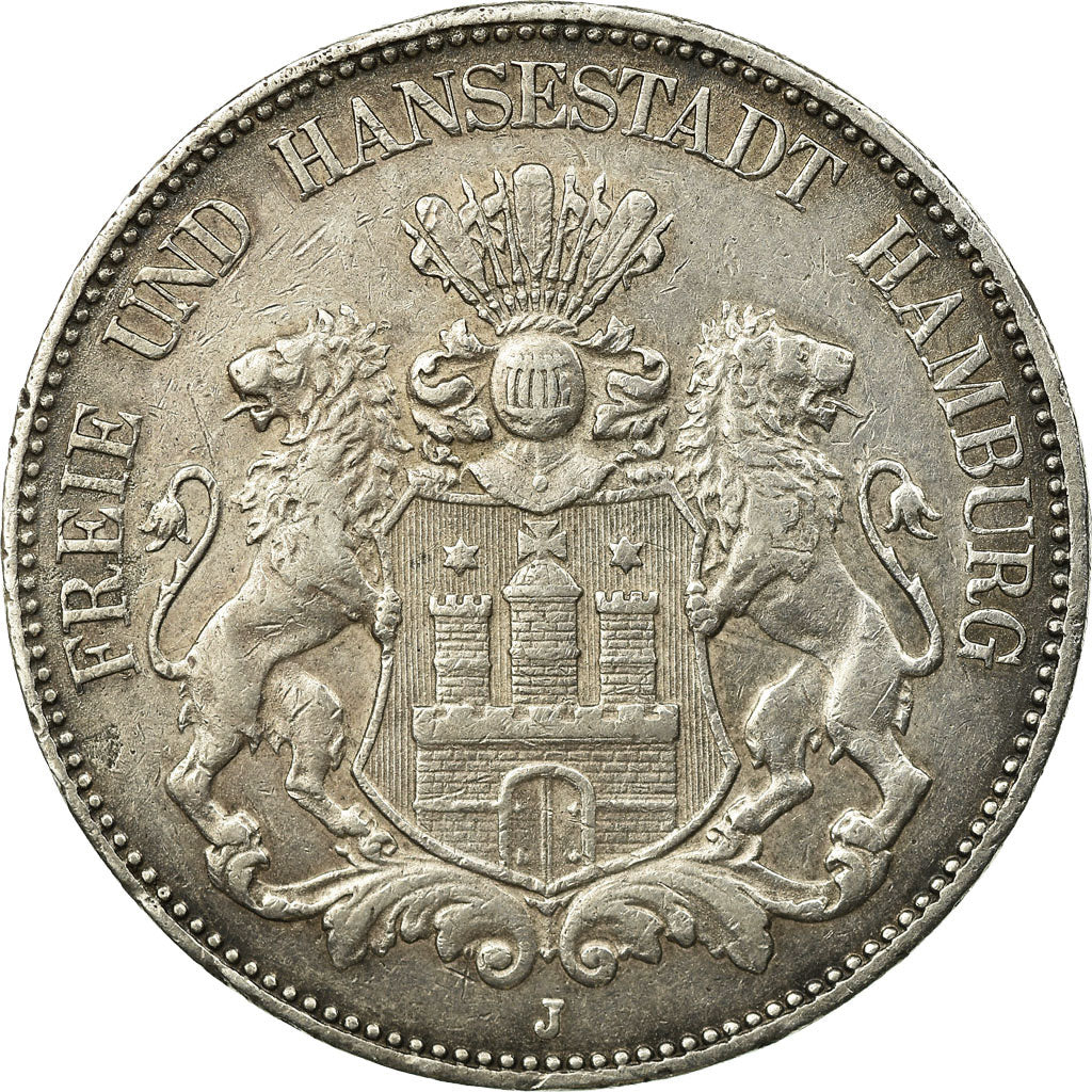 Monnaie, Etats allemands, HAMBURG, 5 Mark, 1907, Hamburg, TTB+, Argent, KM:610