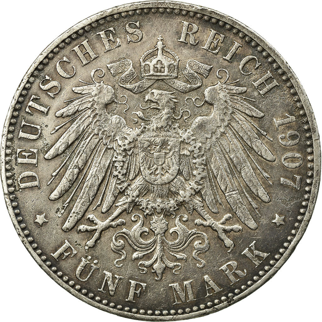 Monnaie, Etats allemands, HAMBURG, 5 Mark, 1907, Hamburg, TTB+, Argent, KM:610