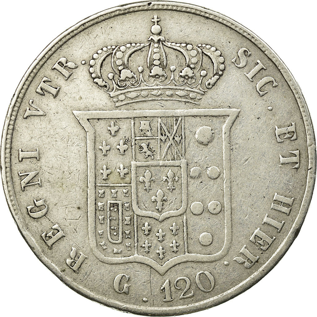 Coin, ITALIAN STATES, NAPLES, Ferdinando II, 120 Grana, 1857, VF(30-35), Silver
