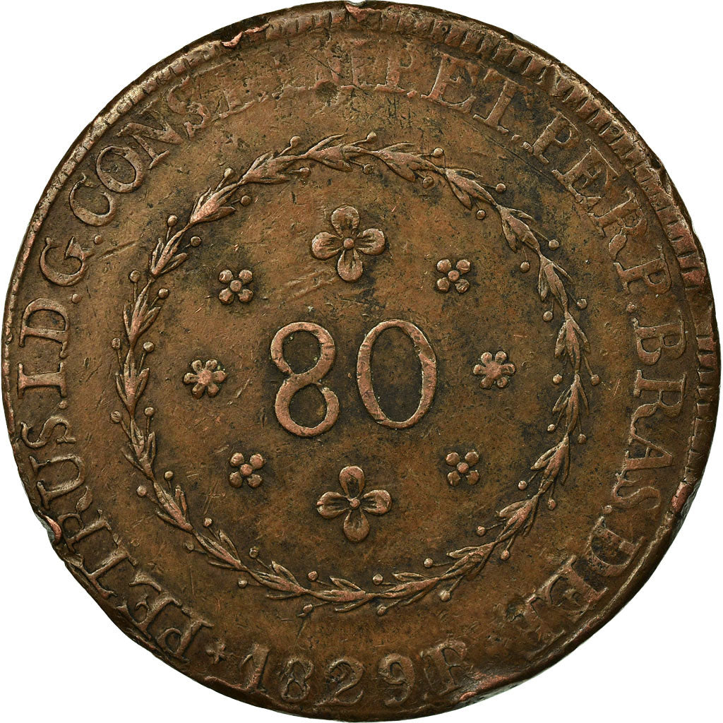 Monnaie, Brésil, Pedro I, 80 Reis, 1829, Bahia, TB+, Cuivre, KM:366.2