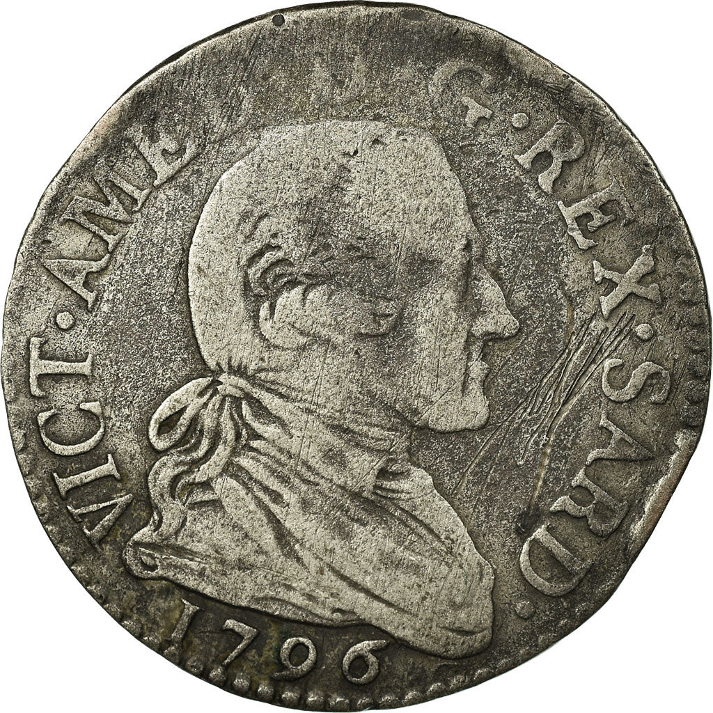 Moeda, ESTADOS ITALIANOS, SARDINIA, Vittorio Amedeo III, 20 Soldi, Lira, 1796