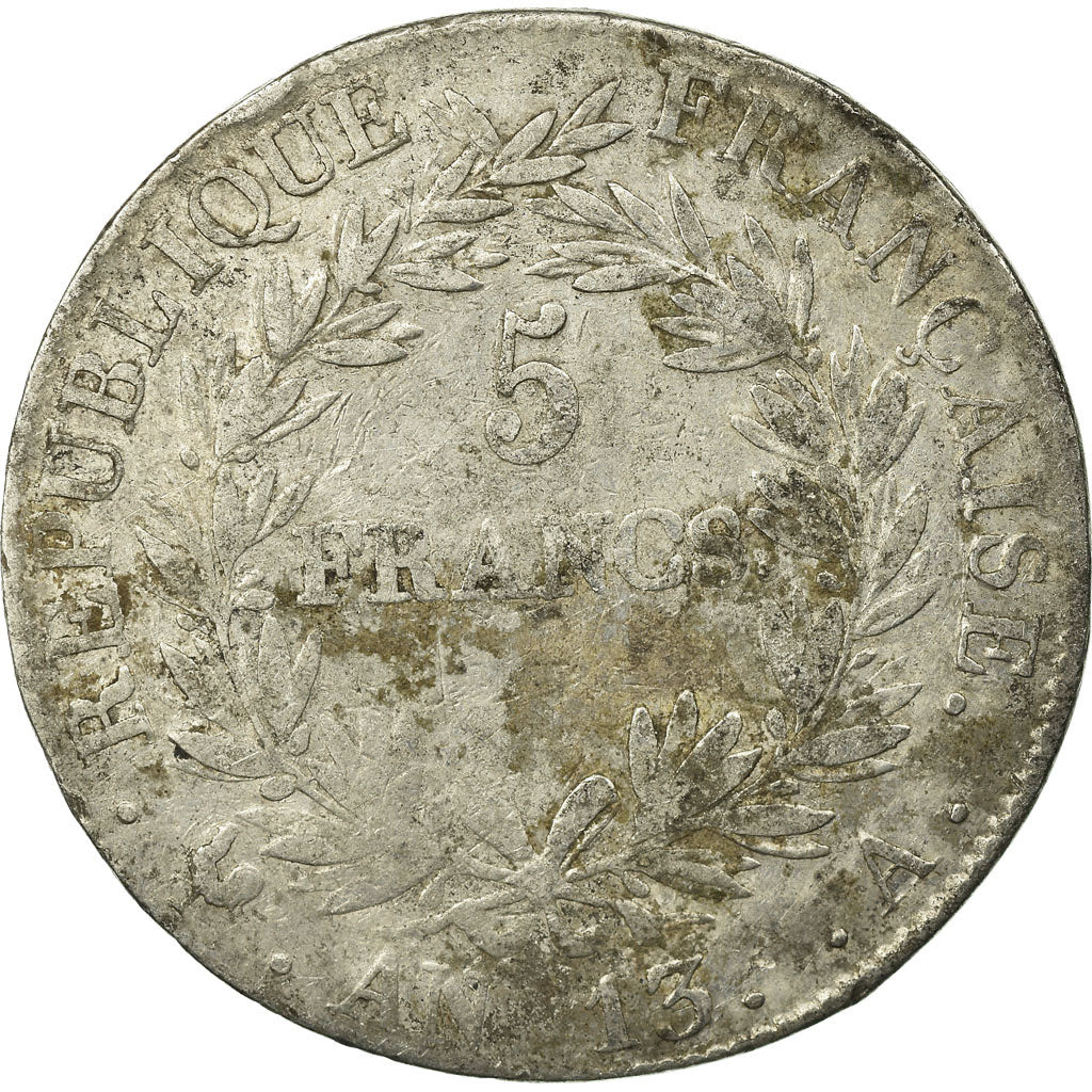 Moneta, Francia, Napoléon I, 5 Francs, AN 13, Paris, B+, Argento, KM:662.1