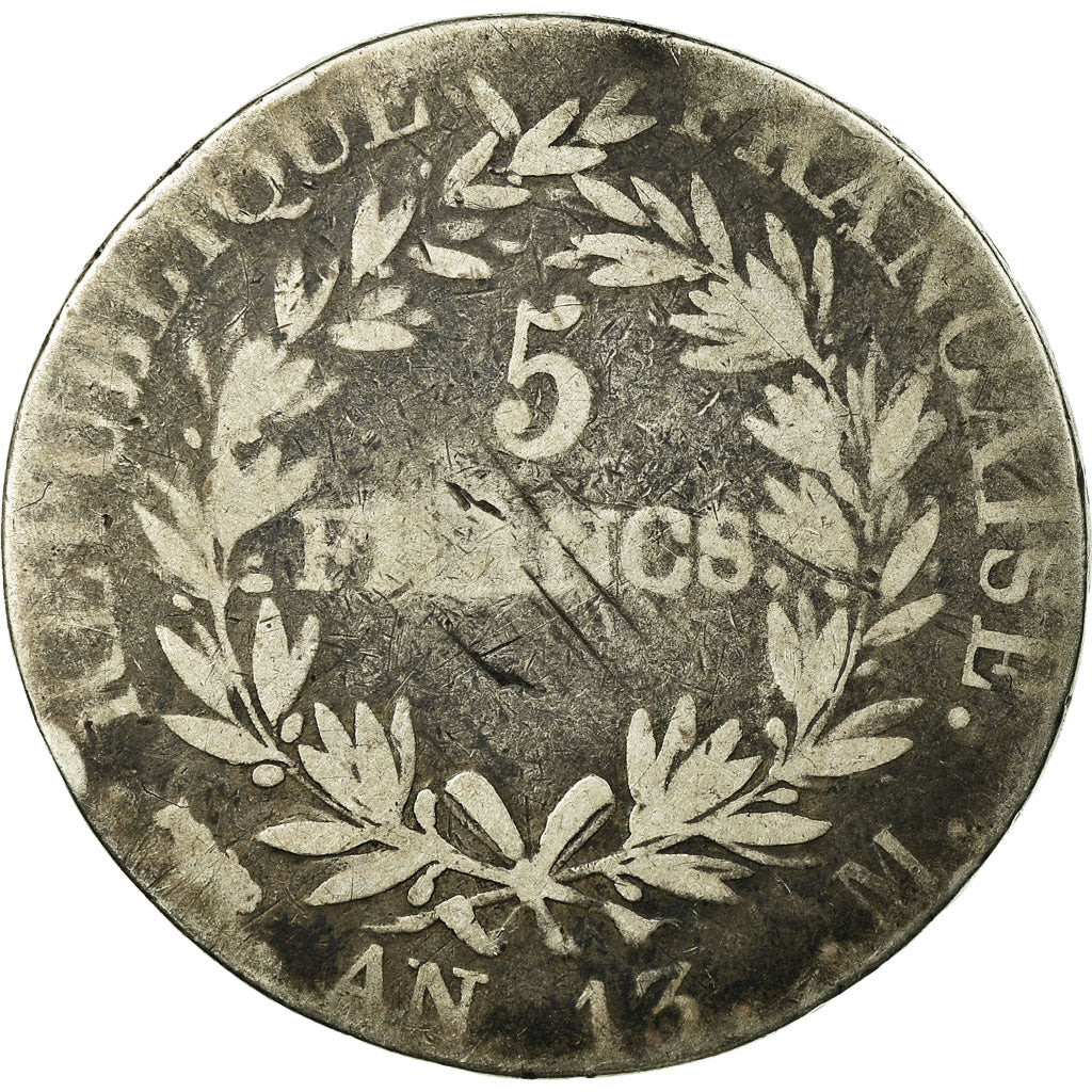 Moneta, Francia, Napoléon I, 5 Francs, AN 13, Toulouse, B+, Argento, KM:662.10