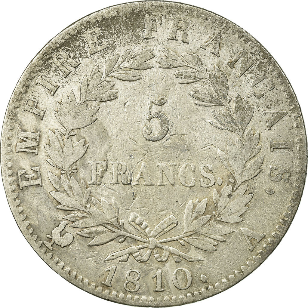 Coin, France, Napoléon I, 5 Francs, 1810, Paris, VF(20-25), Silver, KM:694.1