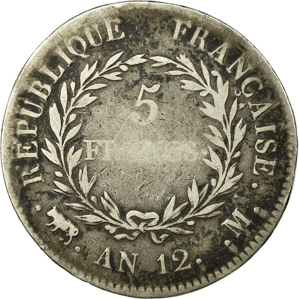 Coin, France, Napoléon I, 5 Francs, An 12 (1804), Toulouse, F(12-15), Silver