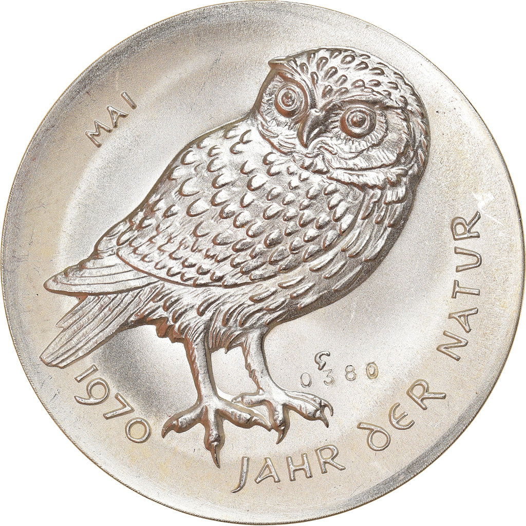 Switzerland, Medal, Année de la Nature, Mai, Chouette, Fauna, 1970, MS(64)