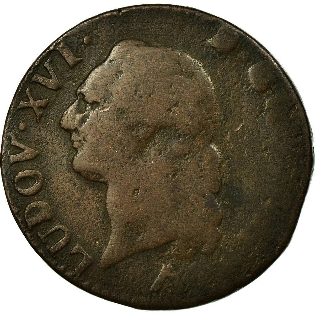 Moeda, França, Louis XVI, Sol ou sou, Sol, 1785, Lille, F(12-15), Cobre