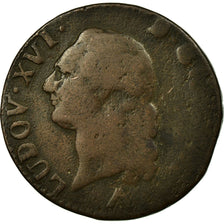Moeda, França, Louis XVI, Sol ou sou, Sol, 1785, Lille, F(12-15), Cobre