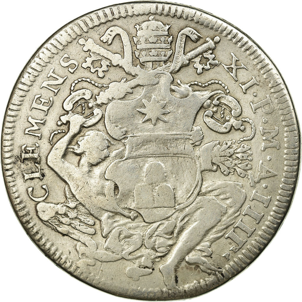 Moneta, DEPARTAMENTY WŁOSKIE, PAPAL STATES, Clement XI, 1/2 Piastra, 1704
